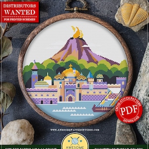 Mount Prometheus #P491 Cross Stitch Embroidery Pattern Download | Cross Stitch Kits | Needlepoint Kits | Counted Cross Stitch
