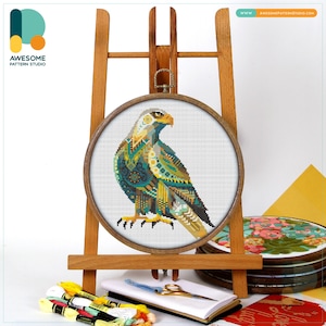 Mandala Eagle Cross Stitch Pattern and Kit: Modern Hoop Art Embroidery Sampler for Needlework Art Lovers, CS536