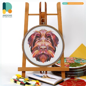 Wirehaired Pointing Griffon Cross Stitch Pattern and Kit: Modern Needlework Art and Embroidery Sampler, CS753