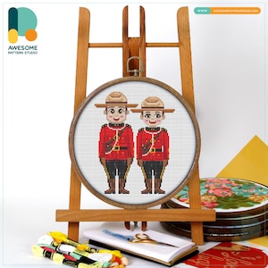 Canadian Mounties Uniform Cross Stitch Pattern and Kit - Modern Cross Stitch Needlework Art for Embroidery Enthusiasts, CS2453
