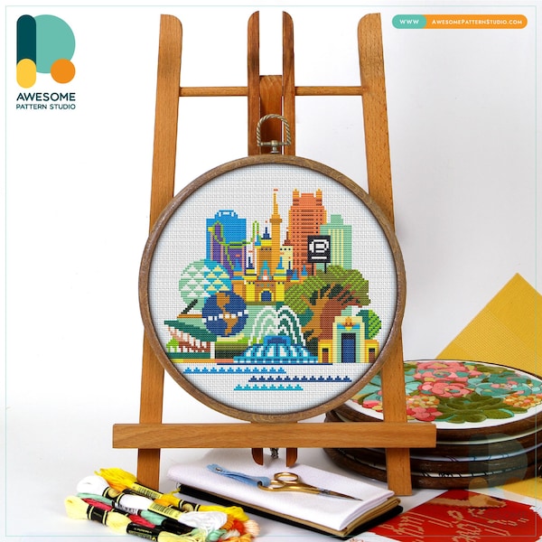 Orlando, USA, America Cross Stitch Pattern and Kit: Modern Needlework Art for Embroidery Lovers, CS667