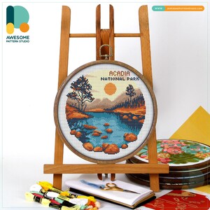 Acadia National Park, Maine USA, AmericaCross Stitch Pattern and Kit - Modern Needlework Art for Embroidery Lovers, CS2796