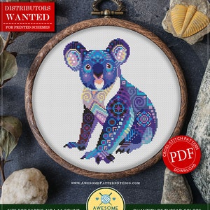 Mandala Koala #P582 Cross Stitch Embroidery Pattern Instant Download | Cross Stitch Patterns | How To Cross Stitch | Stitch Design