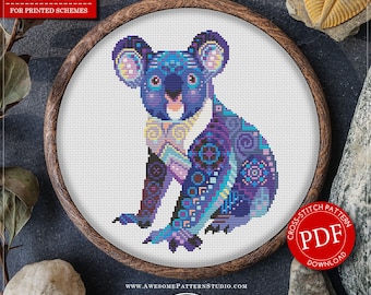 Mandala Koala #P582 Cross Stitch-borduurpatroon direct downloaden | Kruissteekpatronen | Hoe borduur je | Steekontwerp