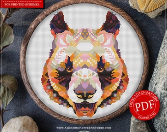 Mandala Panda #P484 Schema per ricamo a punto croce Download immediato / Kit punto croce / Kit ricamo / Disegno punto / Schemi punto