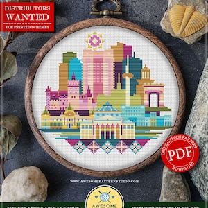 Bucharest, Romania #P798 Cross Stitch Pattern Cross Stitch Embroidery Pattern Download Stitching | Cross Stitch World | Needlepoint