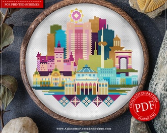 Bucharest, Romania #P798 Cross Stitch Pattern Cross Stitch Embroidery Pattern Download Stitching | Cross Stitch World | Needlepoint