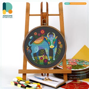 Zodiac Bull Cross Stitch Pattern and Kit: Modern Needlework Art Embroidery Sampler, CS120