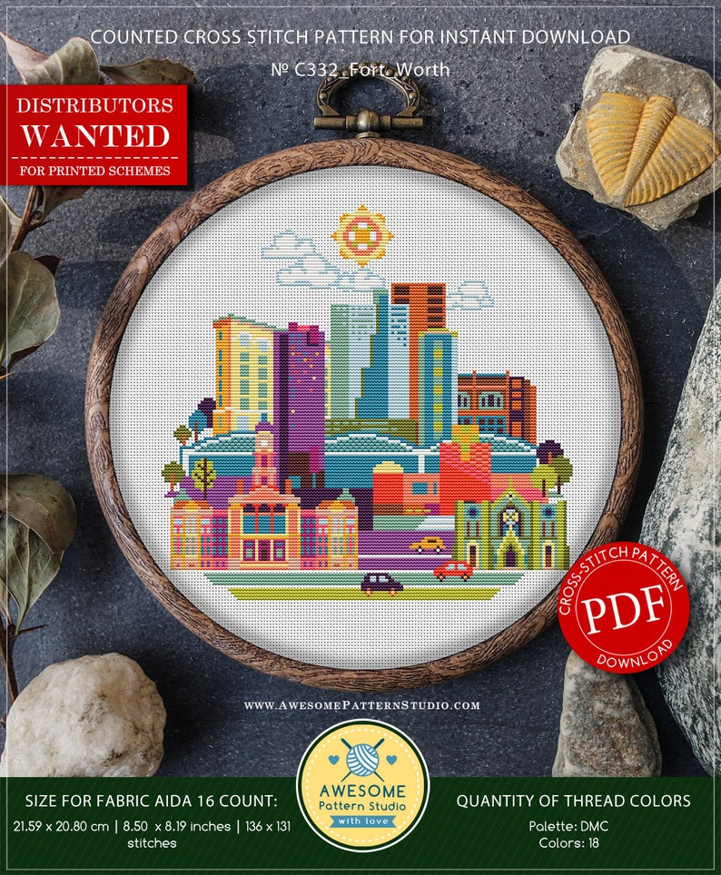 Fort Worth P332 Cross Stitch Embroidery Pattern Download Etsy