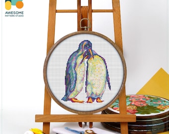 Penguin Cross Stitch Pattern and Kit: Modern Needlework Art, Simple Cross Stitch Fun, CS1331