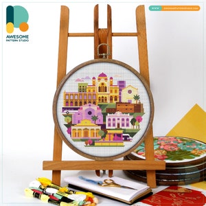 Heraklion, Greece, Europe Cross Stitch Pattern and Kit - Modern Needlework Art, Simple Embroidery Sampler, CS1946