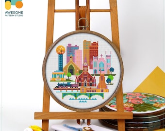 Knoxville, USA, America Cross Stitch Pattern and Kit – Modern Cross Stitch and Embroidery Sampler for Creative Needlework Art, CS1199