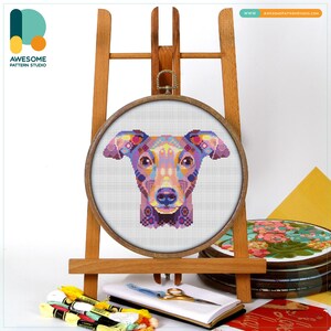 Mandala Italian Greyhounds Cross Stitch Pattern and Kit Modern Needlework Art Embroidery Sampler, CS2122
