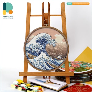 The Great Wave off By Kanagawa Katsushika Hokusai Cross Stitch Pattern and Kit by Hokusai - Modern Needlework Art and PDF Pattern, CS2203