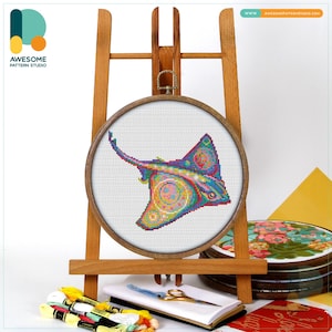 Skate Modern Cross Stitch Pattern and Kit - Fun Needlework Art for Beginners, Includes PDF Pattern and Hand Embroidery Essentials, CS1337