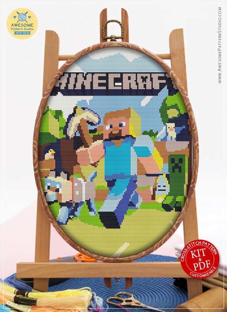 Minecraft Game CS1122 Counted Cross Stitch Pattern KIT and Etsy