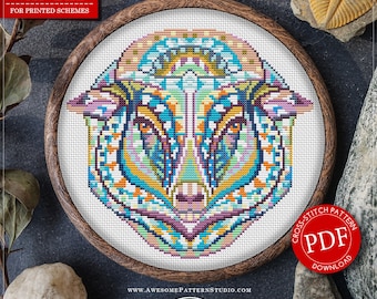 Mandala Schaf #P210 Kreuzstich Stickmuster Download | Kreuzstichpackungen | Nadelspitze | Kreuzstich Stickerei | Kreuz-Designs