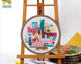 Valladolid, Spain, Europe Cross Stitch Pattern and Kit: Modern Needlework Art, PDF Pattern and Hand Embroidery Sampler, CS1804