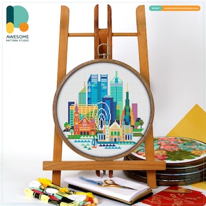 Perth, Australia, Oceania Cross Stitch Kit and Pattern - Modern Cross Stitch Embroidery Sampler for Needlework Art Enthusiasts, CS1137