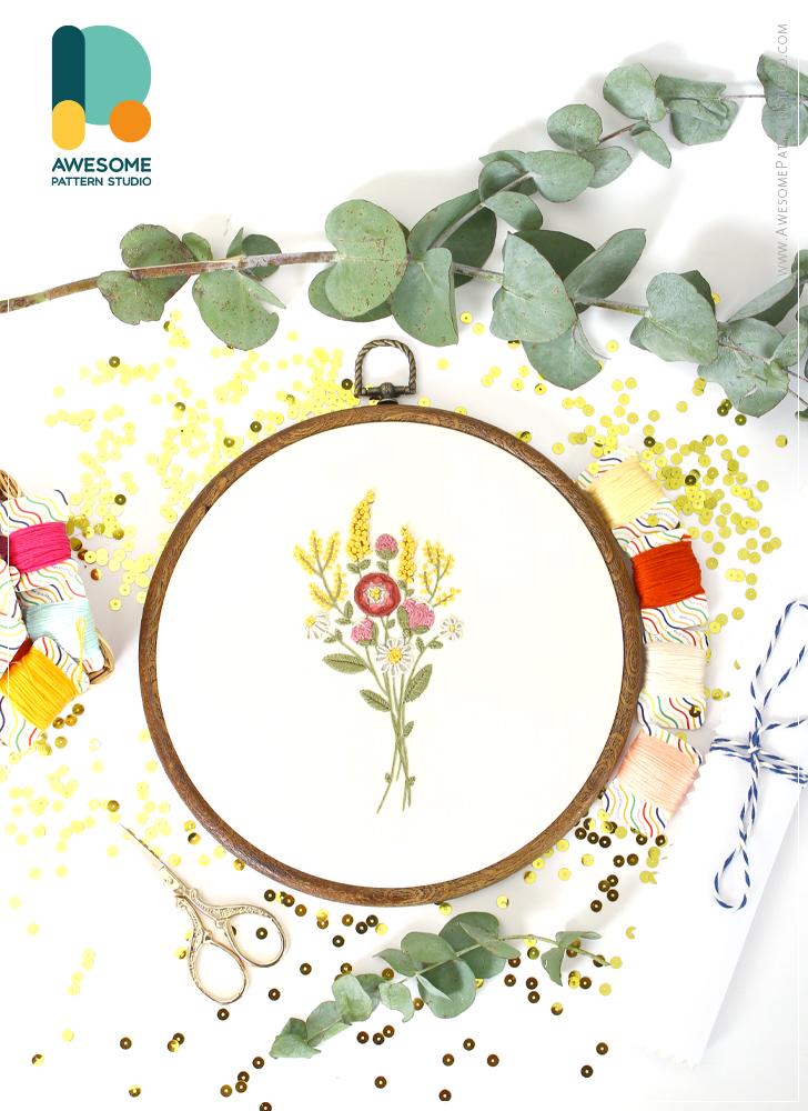 デイジーブーケ EM192、刺繍パターンキットと PDF | キット