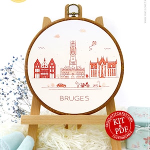 Bruges, Belgium, Europe Embroidery Kit and Pattern - 3D Embroidery Art for Adult Crafts and Boho Decor