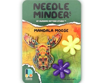 Mandala Moose Needle Minder – Forest Animal Magnetic Needle Holder for Cross Stitch & Embroidery NM077
