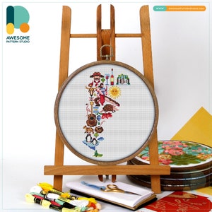 Argentina Icons Cross Stitch Pattern and Kit: Modern Embroidery Sampler for Needlework Art Enthusiasts, CS838