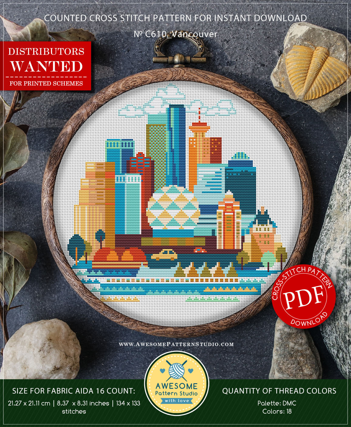 Vancouver P610 Cross Stitch Embroidery Pattern Instant Etsy Canada