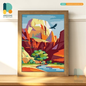 Zion National Park, Utah USA USA Diamond Painting Kit  - Modern 5d Diamond Painting Art, Mosaic Kit Sampler for Nature Lovers, DS423
