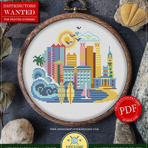 Honolulu P085 Cross Stitch Embroidery Pattern Instant Etsy