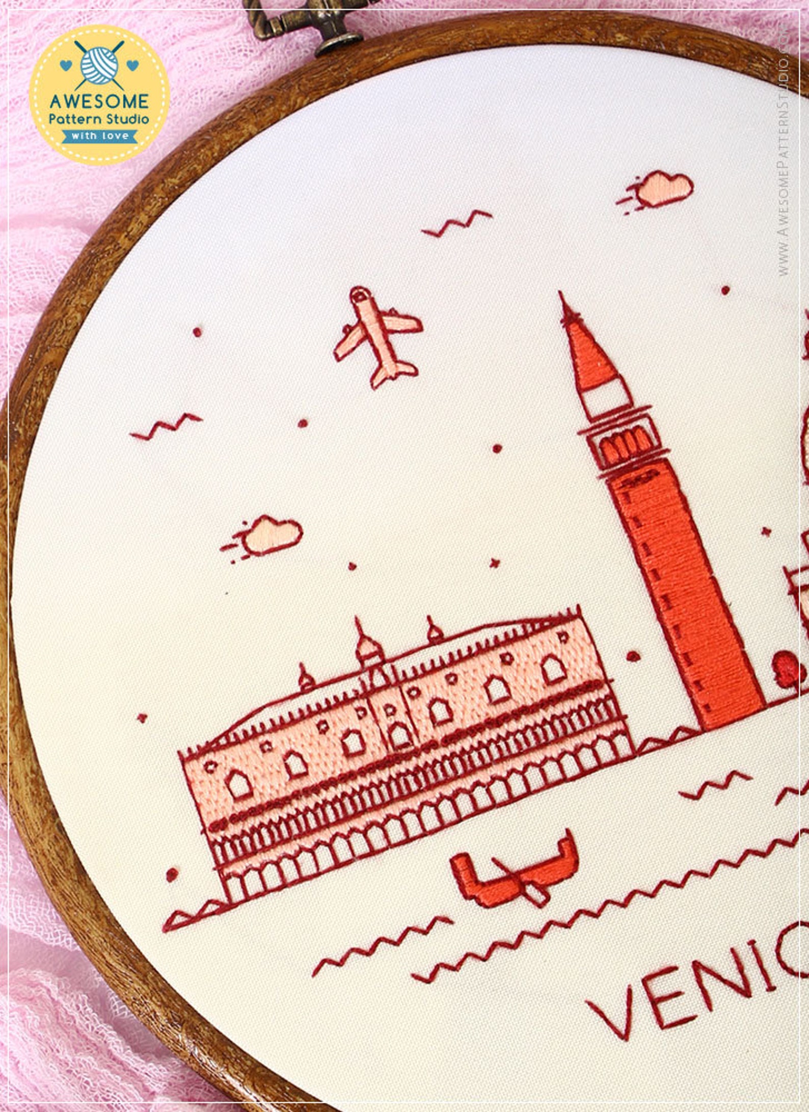 Venice italy embroidery em173 embroidery pattern kit and pdf  etsy