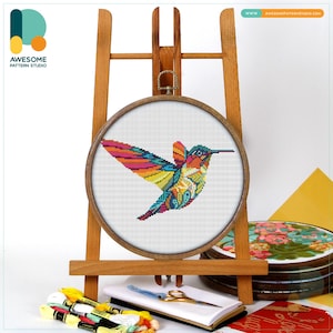 Mandala Hummingbird Cross Stitch Pattern and Kit - Modern Cross Stitch Needlework Art, CS309