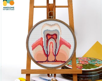 Human Body Tooth CS1088, Counted Cross Stitch Pattern KIT and PDF | Embroidery Kits | Stitching | Stitch Patterns | Needlepoint Kits