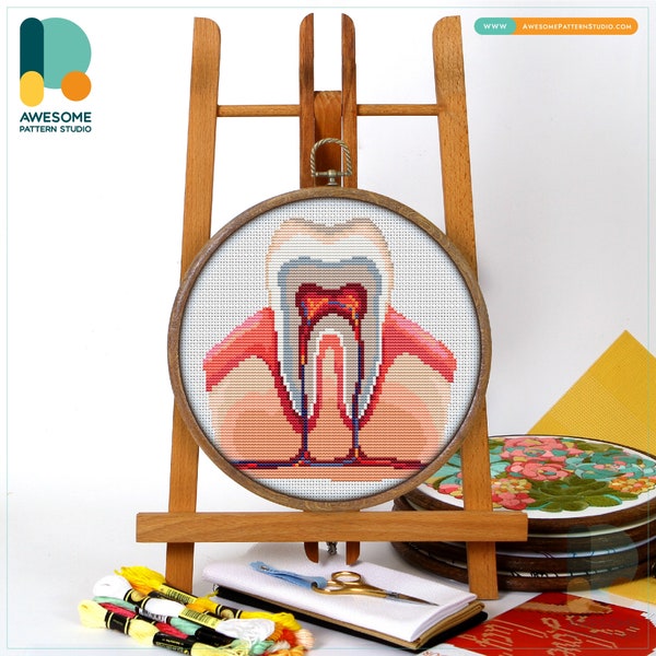 Human Body Tooth CS1088, Counted Cross Stitch Pattern KIT and PDF | Embroidery Kits | Stitching | Stitch Patterns | Needlepoint Kits