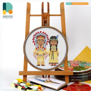 Native American Attire Cross Stitch Pattern and Kit - Modern Cross Stitch Needlework Art, CS2448