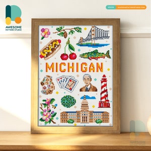 Collezione Michigan DS1903, KIT fai da te per pittura diamante / Kit pittura diamante / Kit arte diamante per adulti / Kit punti diamante 5D trapano completo
