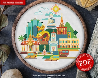 Phuket #P631 Embroidery Cross Stitch Pattern Download | Cross Stitch Patterns | Needlepoint Kits | Counted Cross Stitch | Cross Designs