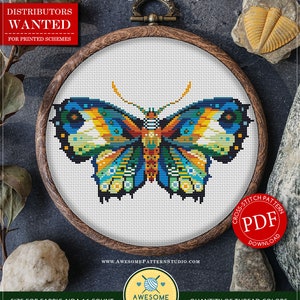 Mandala Butterfly #P560 Cross Stitch Embroidery Pattern Download | Cross Stitch Kits | Needlepoint | Cross Stitch Embroidery