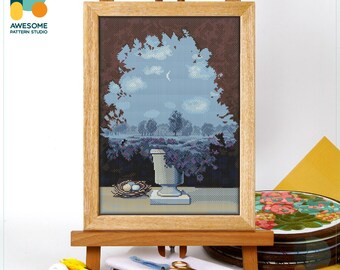 The Land of Miracles Rene Magritte Cross Stitch Pattern and Kit: Modern Needlework Art with PDF Pattern, CS2916