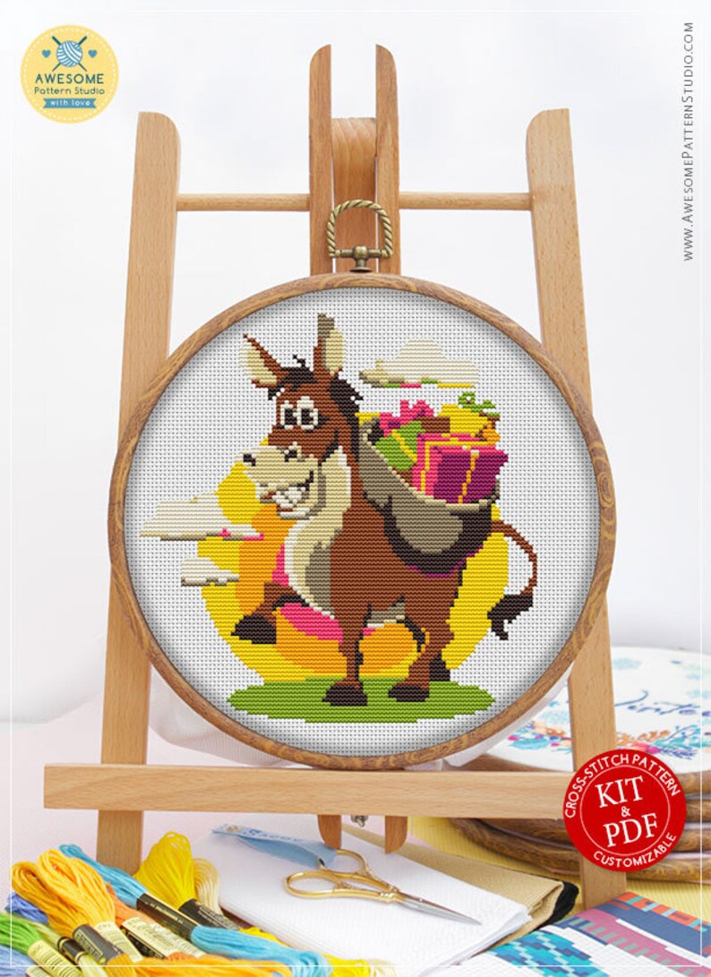 Donkey CS024 Counted Cross Stitch Pattern KIT and PDF Cross Etsy