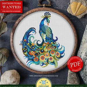 Mandala Peacock #P242 Embroidery Cross Stitch Pattern Download | Stitching | Cross Stitch Designs | Stitch Design | Cross Designs