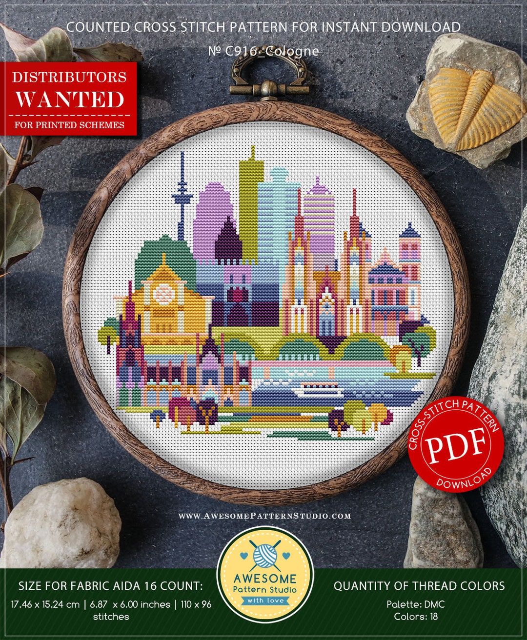 Cologne, Germany P916 Cross Stitch Pattern Cross Stitch Pattern
