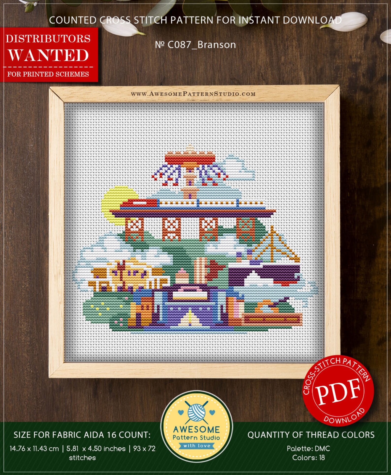 Branson P087 Embroidery Cross Stitch PDF Pattern Download Etsy