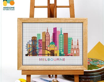 Melbourne, Australia, Oceania Cross Stitch Pattern and Kit - Modern Needlework Art and Embroidery Sampler, CS363
