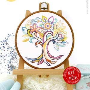 Mandala Tree Of Life Embroidery Kit and Embroidery Pattern - Boho Decor and Adult Crafts for Creative Embroidery Art Enthusiasts