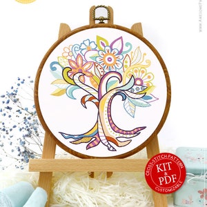 Mandala Tree Of Life Embroidery EM061, Embroidery Pattern KIT and PDF | Mandala Needlepoint | Colorful Mandala | Mandala Pattern