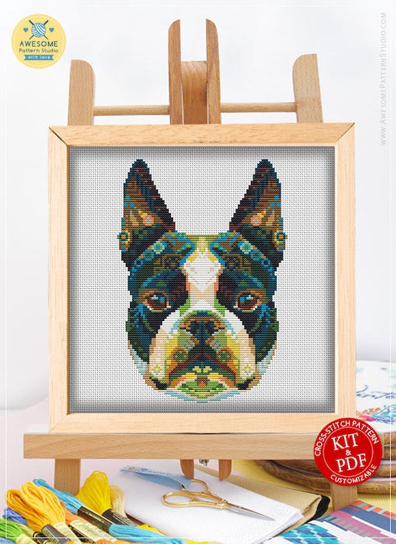 BOSTON TERRIER BOOKMARK PDF file Cross Stitch Chart BOSTON TERRIER BOOKMARK PDF file Cross Stitch Chart