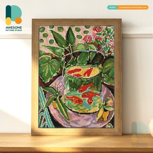 Pesce rosso di Henri Matisse DS2267, KIT fai da te per pittura diamante / Kit pittura diamante / Kit arte diamante per adulti / Tutti gli articoli inclusi
