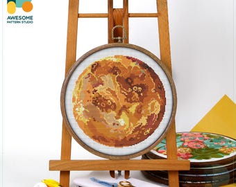 Venus Planet Art Cross Stitch Pattern and Kit - Modern Needlework Art and Embroidery Sampler, CS865