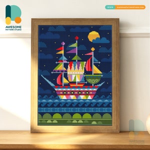Nave magica DS1575, KIT fai da te per pittura diamante / Kit pittura diamante / Kit arte diamante per adulti / Kit punti diamante 5D trapano completo